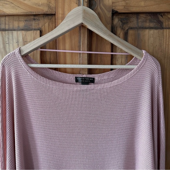 Streetwear Society Dolman Sleeves Long Sleeve Top Peach Pink Knit - Large - Picture 9 of 17